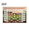 Long-term Use Sports Chart Soccer Wall Poster, Knockout Schedule And Finals Tracking Polyester Flag Flag, Reusable Waterproof Tapestry for Game