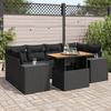 VidaXL Garden Lounge Set 7 Pcs with Cushions Black Wicker 3327338