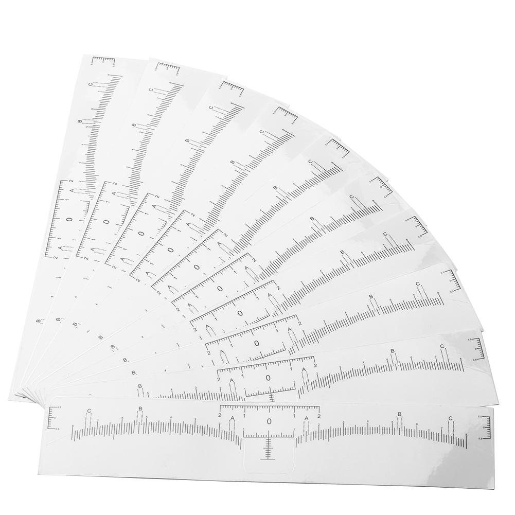 10pcs Disposable Permanent Eyebrow Measure Ruler Sticker Tattoo Shaper Stencil Makeup Tool