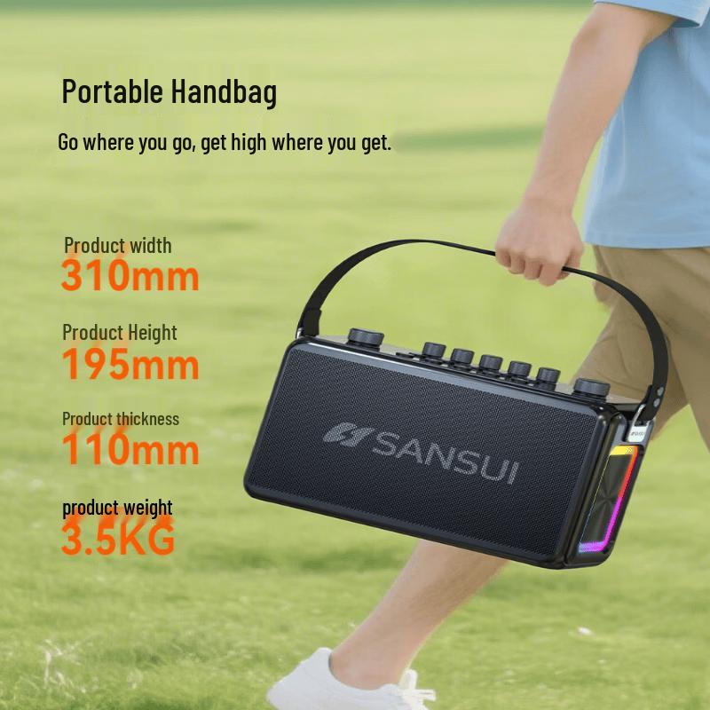 Портативная Bluetooth-колонка SANSUI T27 для KTV с беспроводным микрофоном (Китайская версия)
