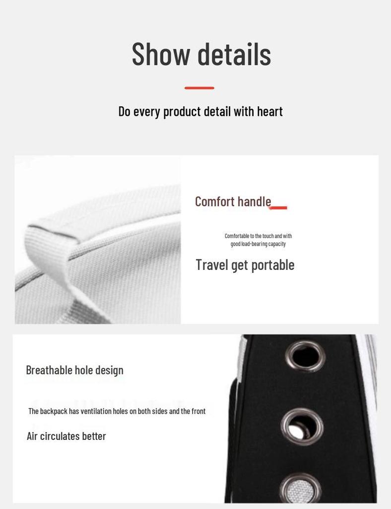 Pet Space Capsule Backpack: Large Capacity, Breathable Cat & Small Dog Carrier with Front Chest and Double Shoulder Straps.