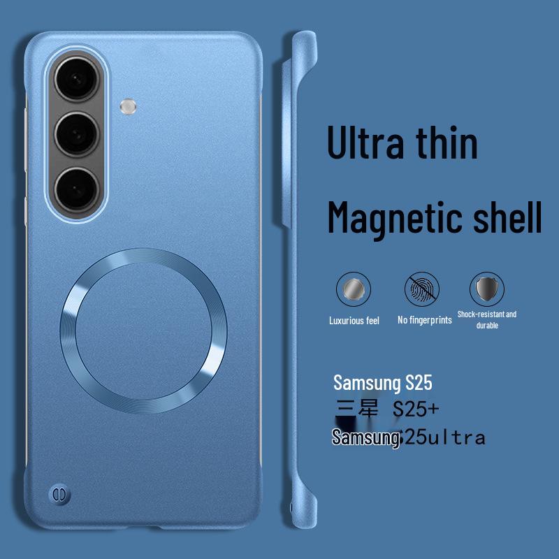 Металлическая магнитная чехол-книжка Samsung S26 Ultra с покрытием-краской, безрамочный дизайн для S26 Plus