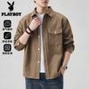 PLAYBOY Men's Casual Loose-Fit Long-Sleeve Shirt Jacket