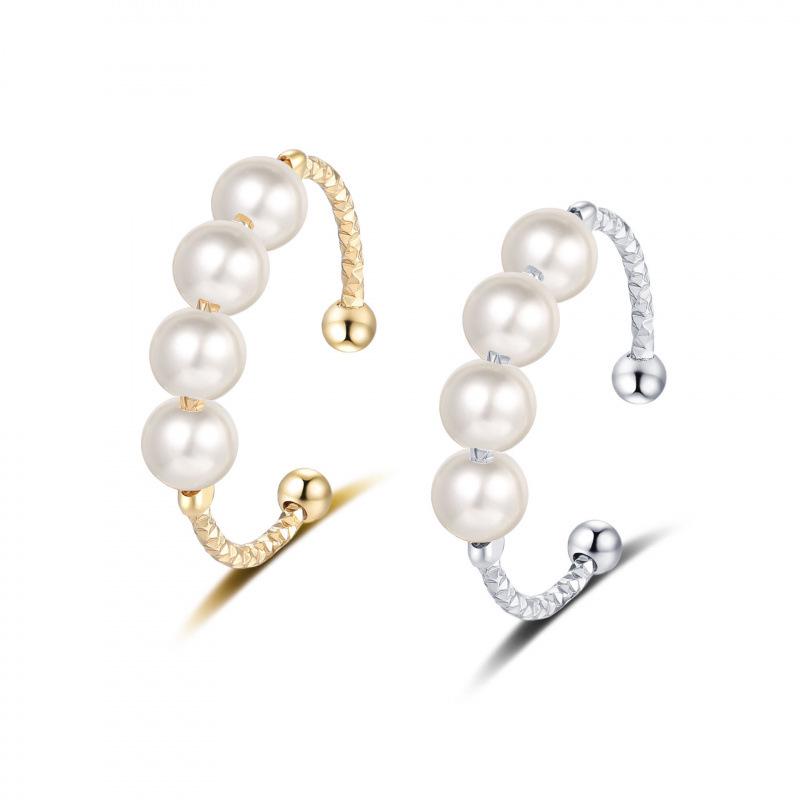 Women's Adjustable Retro Pearl Ring - Trendy Open Index Finger & Joint Style