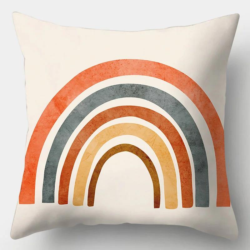Rainbow Geometric Color Splicing Pillowcase 45x45cm Polyester Sofa Chair Cushion Cover Modern Room Home Decor