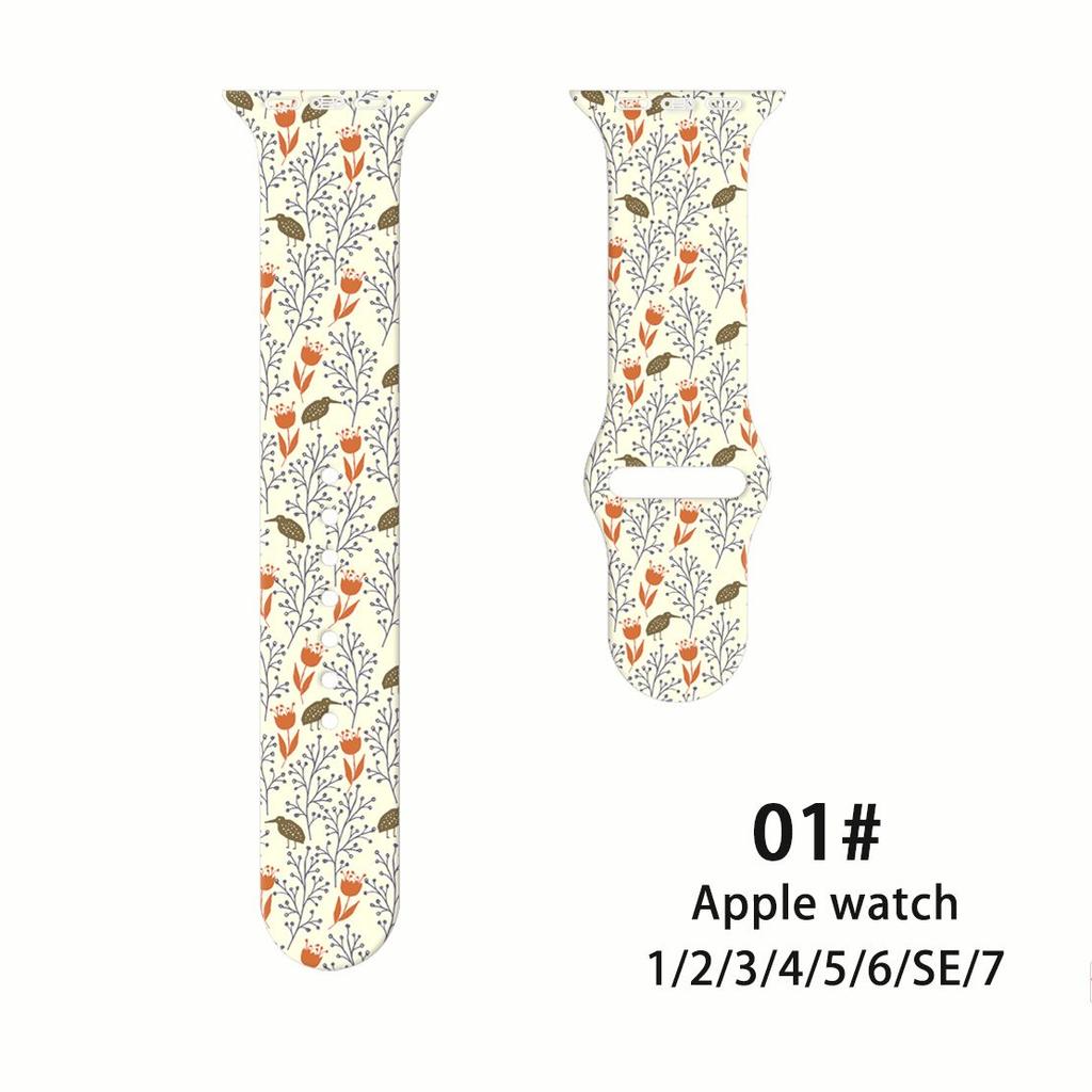 Ремешок Fresh Mori Printed Strap для Apple Watch S10 - мягкий силиконовый спортивный креативный сменный ремешок для iWatch 10/9/8/7/6/5/4/3/2/1/Se/Ultra/Ultra2 49 мм