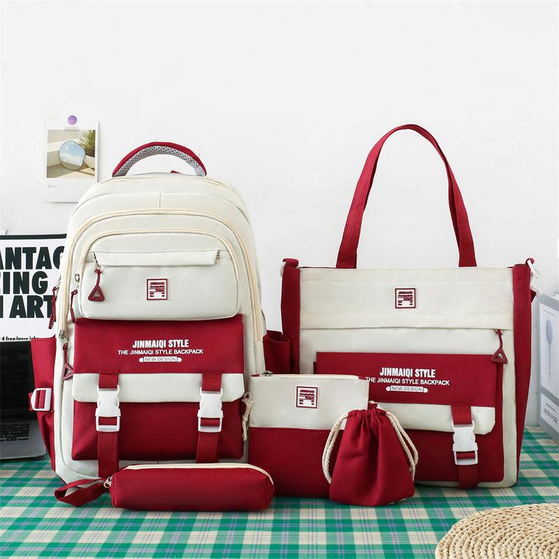 Набор из 5 школьных рюкзаков для студентов Начало учебного сезона Корейская мода Рюкзаки для средней школы Большая вместимость Набор из двух сумок