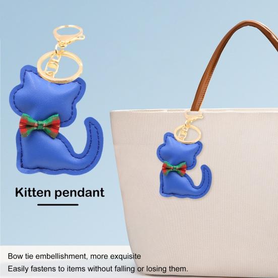 Брелок-кулон с мультяшным котом и бантом, декор из искусственной кожи, очаровательный брелок с котенком, изящная подвеска для сумки