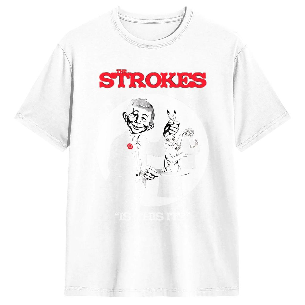 The Strokes Band TShirt Beach Pure Cotton T Shirts For Male Hip Hop Printed Tshirt Short Sleeves Y2K Basic Top Tees
