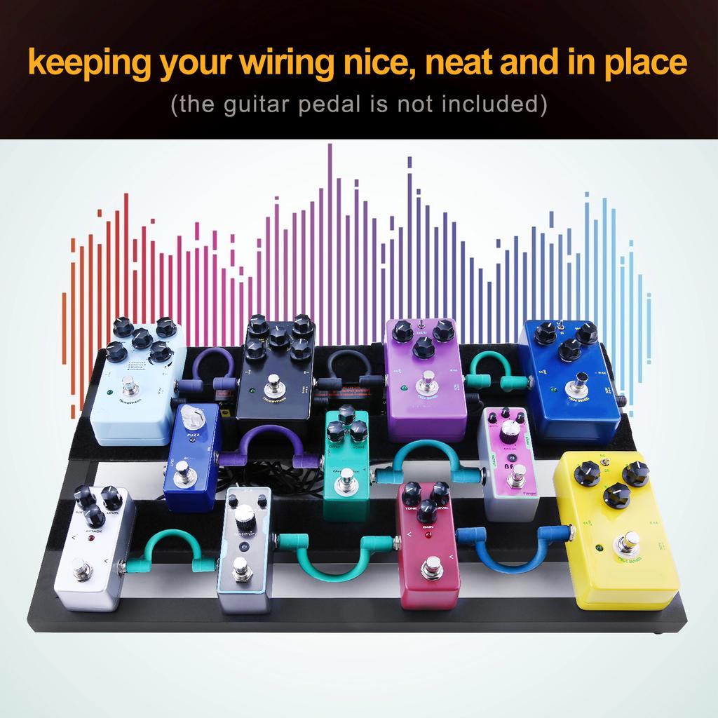 Большой педалборд для гитарных эффектов, педалборд из алюминиевого сплава с сумкой для переноски, каподастр, 4 медиатора, фиксирующие ленты