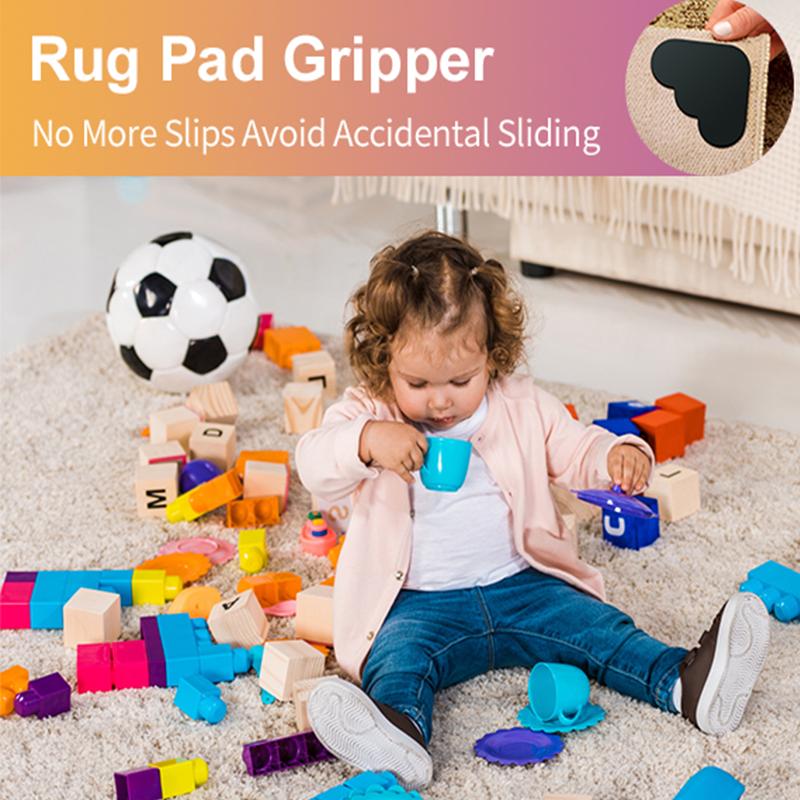 4 шт. захваты для ковриков для паркетных полов и плитки, многоразовая и моющаяся лента для ковриков, захват с двусторонним клеем, сохраняющий углы плоскими