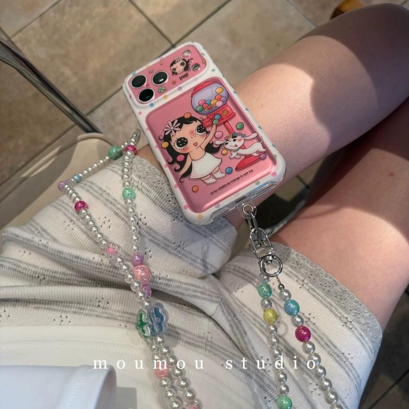 Cute Retro Gashapon Vending Machine Phone Case IPhone 15 16 17 Pro Max With Detachable Chain Strap