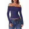 European & American Women's Strapless Double-Layer Long-Sleeve Pullover Top - 2024 Trendy Off-Shoulder Style