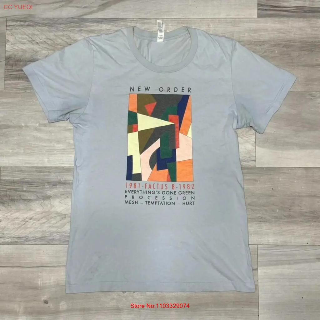 light blue New Order 1981 1982 band Cotton T Shirt S 5XL Reprint TR475 vintage Washed Top For Everyday Wear Slightly Stretched