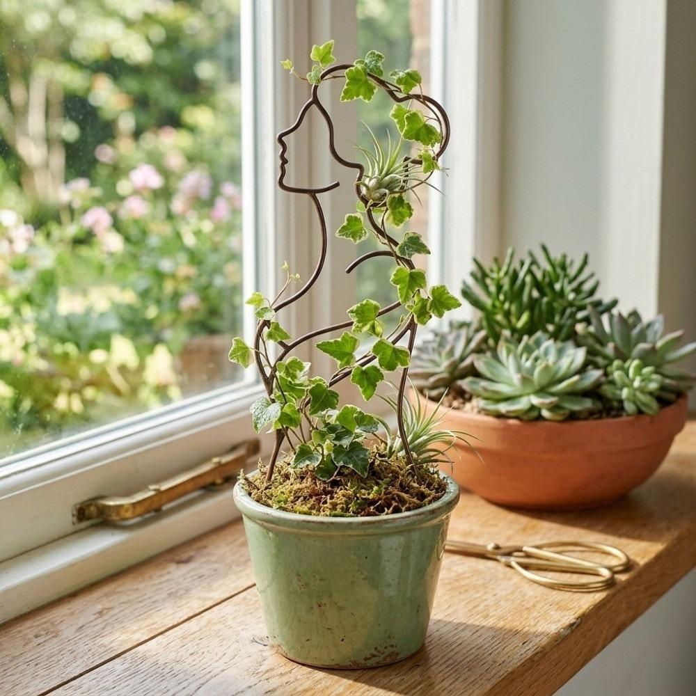 Iron Character Silhouette Plant Stand Strong Load Bearing Garden Plant Trellis Balcony Garden