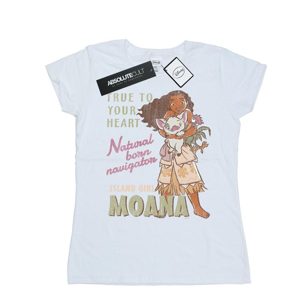 Disney Womens/Ladies Moana Natural Born Navigator Cotton T-Shirt
