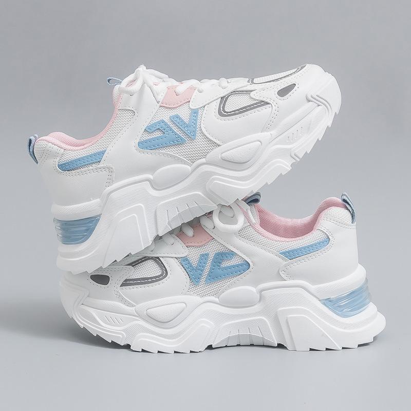 Весенние новые спортивные женские кроссовки с двойной сеткой, повседневные кроссовки на платформе для бега, универсальные дышащие сетчатые кроссовки для папы, в наличии