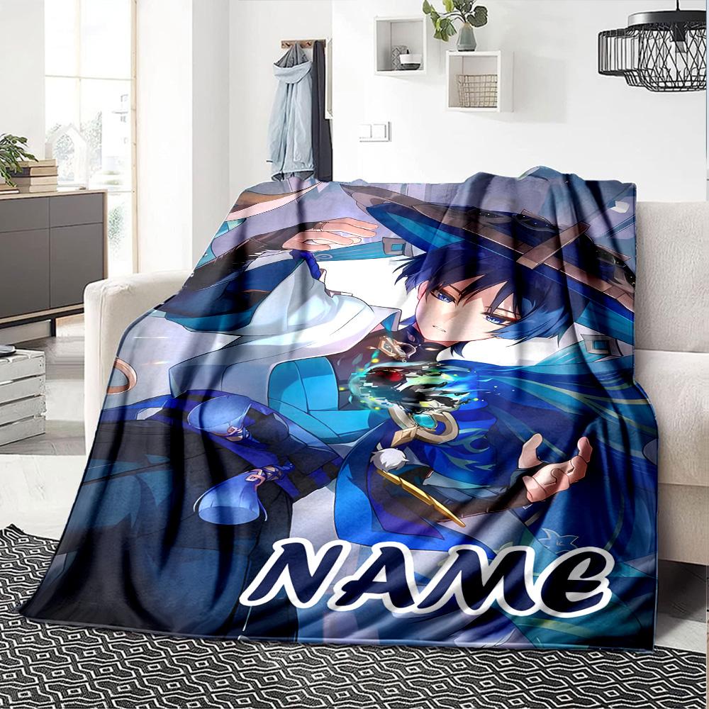 Customizable Genshin Impact4 Throw Blanket – Personalized Name, All-Season Cozy Snug Blanket, Machine Washable, Personalized Blanket