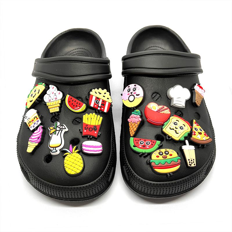 20Pcs Cartoon Drink Ice Cream Fruit Series PVC Shoe Decoration Charms