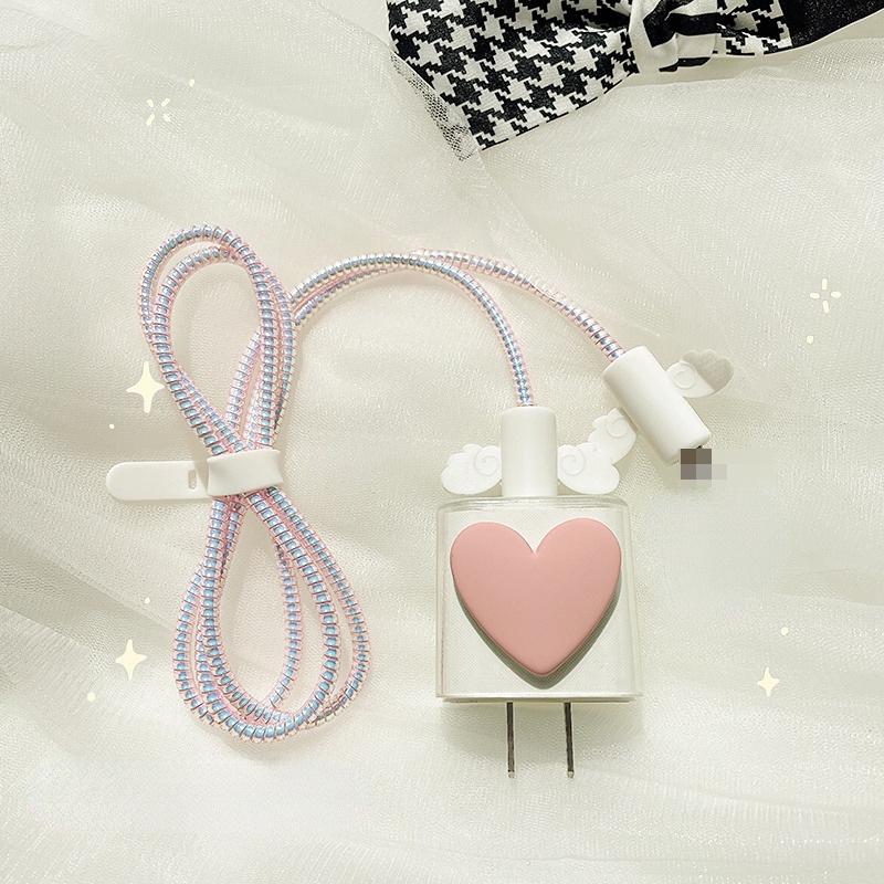 Комплект защиты кабеля для девочек для IPhone 12 13 Pro, защита от быстрой зарядки, USB-кабель для передачи данных, защита линии, защитный кабель Sprial