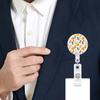 Flower Print Badge Holder Retractable Badge Holder Rotating ABS Badge Holder with Metal Clip for Nurse Doctor Student
