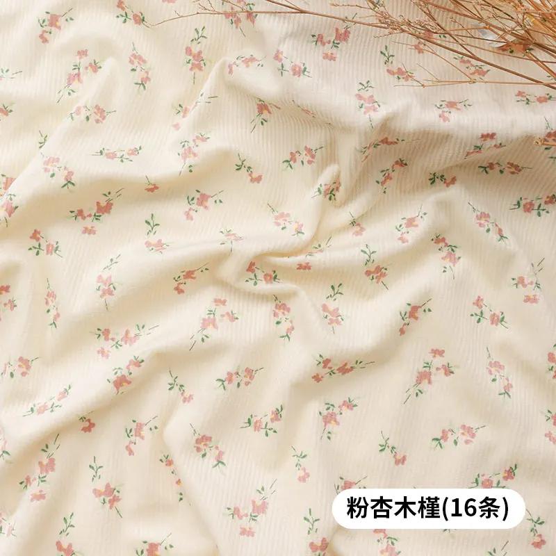 150x50cm Thickened Small Floral Printed Corduroy Fabric Making Dresses, Children's Clothing, Handmade DIY Clothing Fabrics