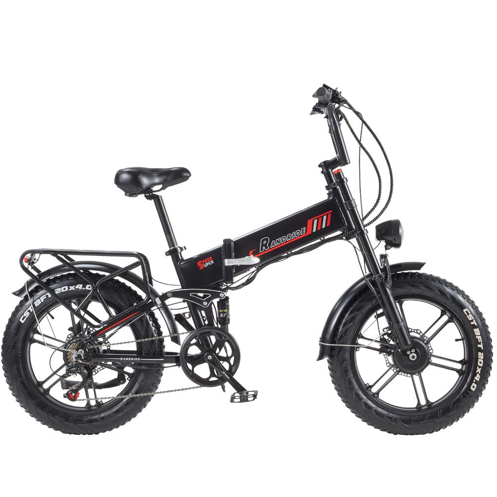 Электровелосипед Randride YX20 20-дюймовые колеса Двойной мотор 1000 Вт x 2 Складной электровелосипед 48 В 20 Ач Двойные гидравлические тормоза 7 скоростей Максимальная нагрузка 120 кг