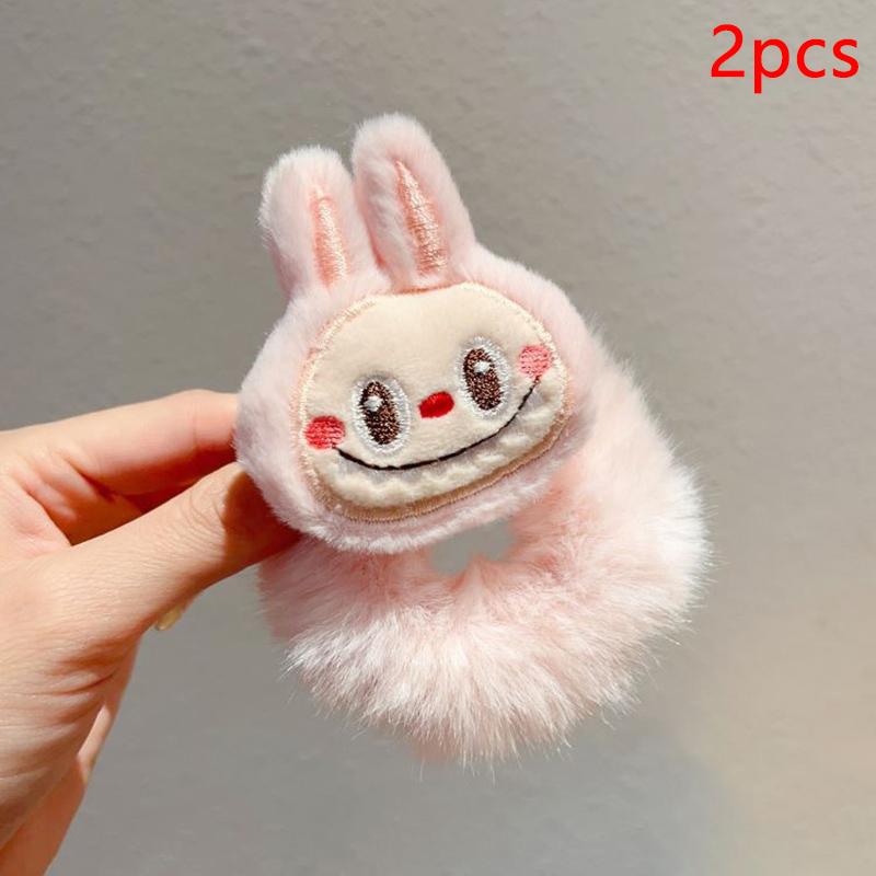 2 шт. милые мультяшные плюшевые петли для волос Labubu, не вредят волосам, головные уборы, детские веревки для волос, милые высокоэластичные резинки, подарки