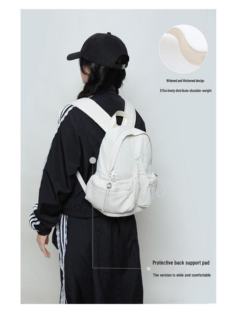 2025 Spring/Summer Women's Lightweight Waterproof Wrinkled Backpack – Small Commuter Travel & School Bag
