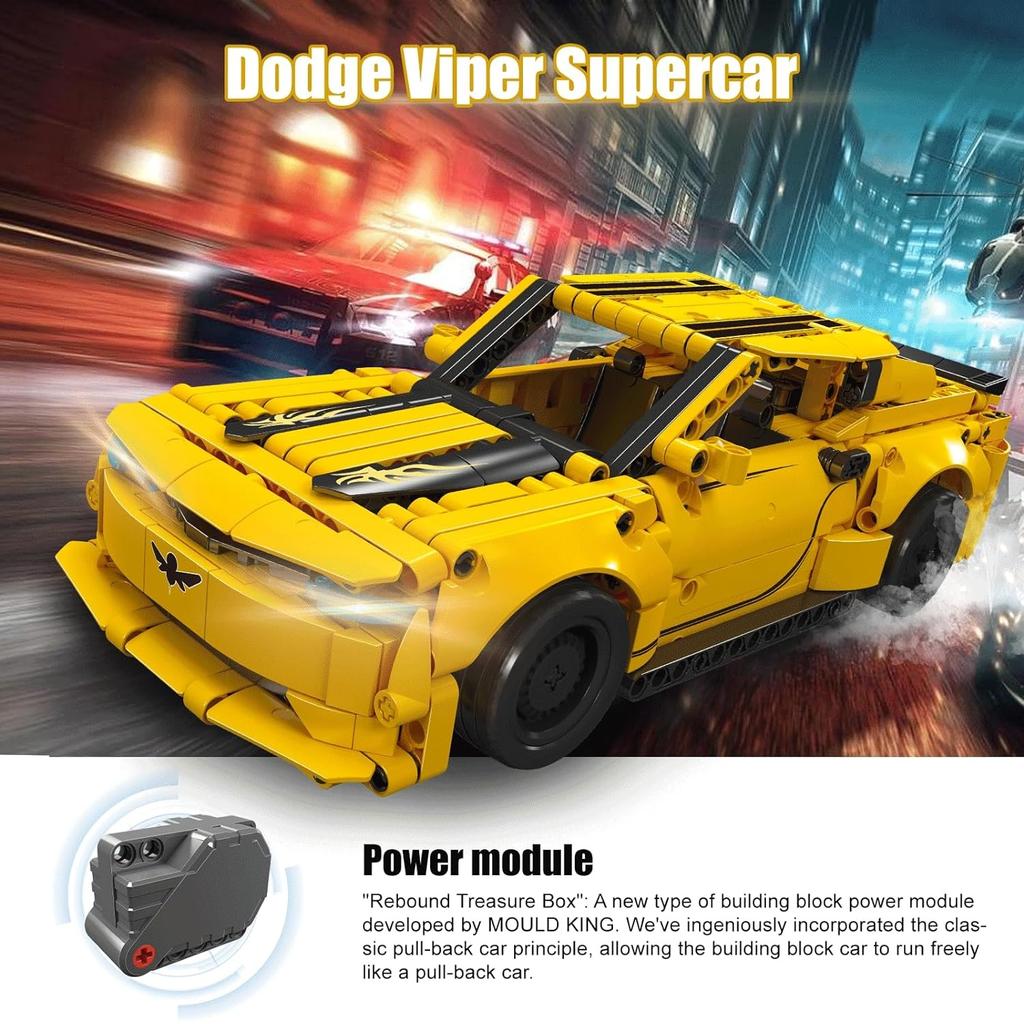 MOULD KING Challenger SRT Hellcat Super Car Block Set Pullable Car Block Set Adult and Children's Building Toys 8+
