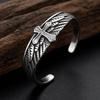Vintage Stainless Steel Wide Open Cuff Bracelet for Men Eagle Skull Cross Angel Wing Feather Bangle Gothic Jewelry Gifts