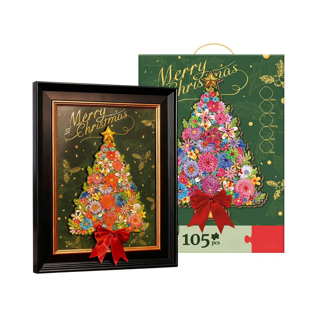 Unique Flower Christmas Tree Puzzle: Unlock The Aesthetics Of Christmas Floral Art In The Puzzle And Create An Artistic Festive Atmosphere.
