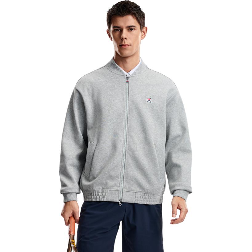 Fila Теннис Спортивный Минималистичный Свободный Крой Воротник-стойка Вязаный Свитер на Молнии Унисекс Свитер A51U613501F-MG