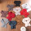Women's 100% Wool Neck Warmer Scarf Soft Knitted Bow Knot Decoration Solid Color Fashionable Winter Accessory Fake Collar