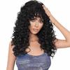 TikTok Kinky Curly Wig с челкой - иссиня-черные афро-текстурированные синтетические волосы, термостойкие кудри 3C-4A, естественный вид, защитный стиль парика