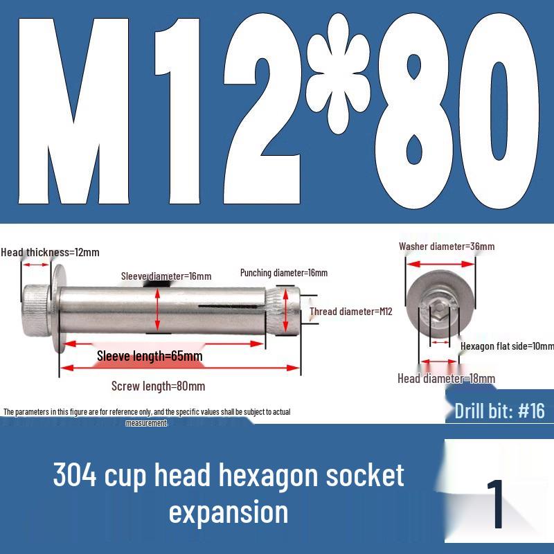 Шестигранный анкерный болт из нержавеющей стали 304 M6/M8/M10 x 60/70/80/90