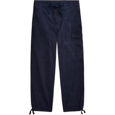 Polo Ss22 Брюки кэжуал прямого кроя с кулиской на талии в елочку Мужские брюки Синий MNPOPNT14A20068-410