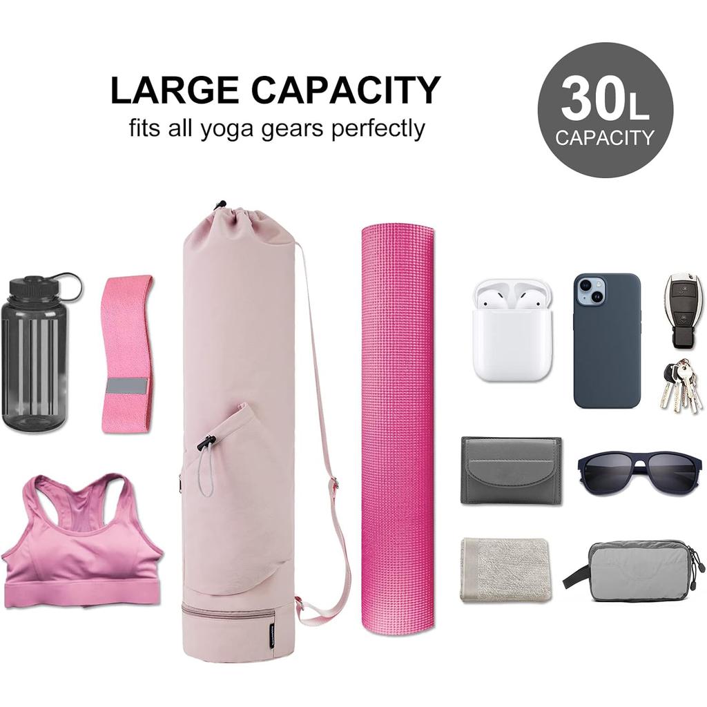 Yoga Mat Bag with Wet Pocket, Large Capacity Sports Carrier with Adjustable Shoulder Strap, Durable Water-Resistant Yoga Bag for Women and Men