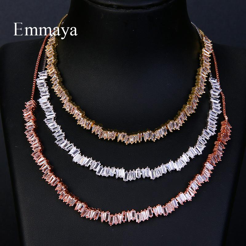 Emmaya Fashion Jewelry Rose Gold Rectangle Zirconia Necklace/Torques For Women Party Gift