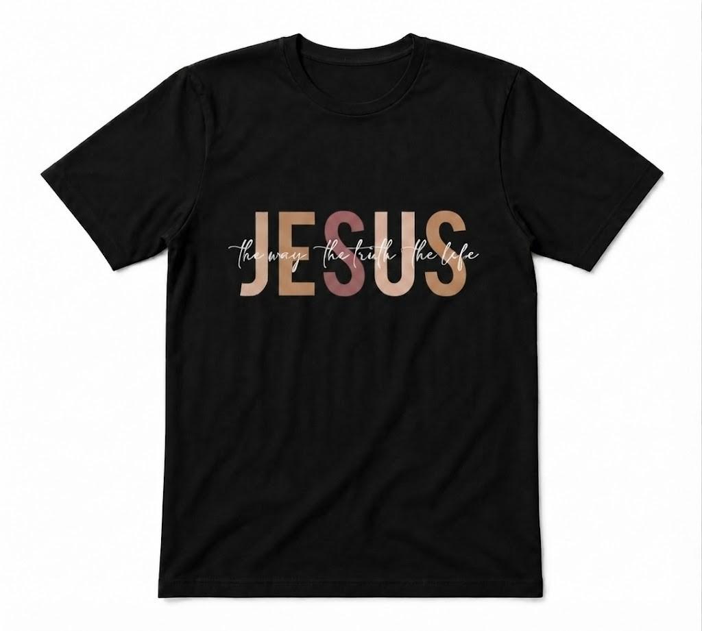 Esus The Way The Truth The Life Christian Faith Unisex Tee Black T-shirt