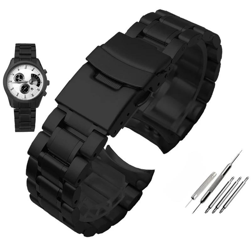 Универсальный изогнутый мужской ремешок для часов 20 мм 22 мм Для Casio EFV-540 500 510 EQB-501 EFR-303 Сплошной ремешок из нержавеющей стали Металлическая цепочка для часов