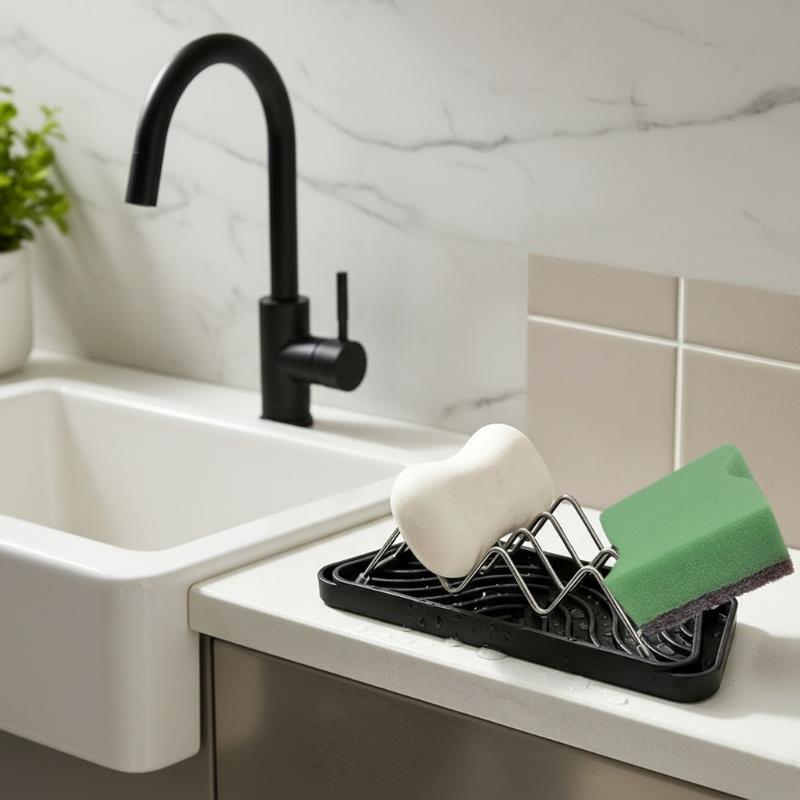 Practical Bathroom Solution with Stainless Steel Soap Rack and Drainage Feature