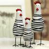 3Pcs/Set Chic Painted Chicken Statue Stylish Desktop Rooster Figurine  Home Decor