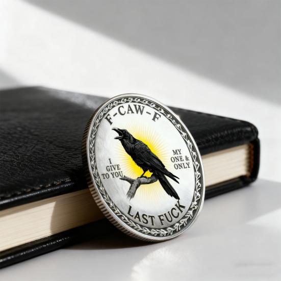 Yousheng F-CAW-F Памятная металлическая монета 2 дюйма Ворон Символ свободы и юмора Коллекционная монета для того, чтобы отпустить и двигаться дальше