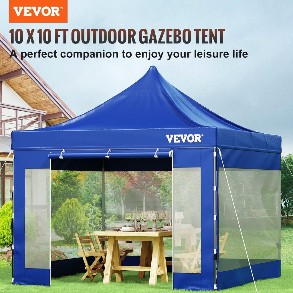 10 x 10 FT Pop Up Canopy Tent, Outdoor Patio Gazebo Tent with Removable Sidewalls and Wheeled Bag, UV Resistant Waterproof Instant Gazebo Shelter for