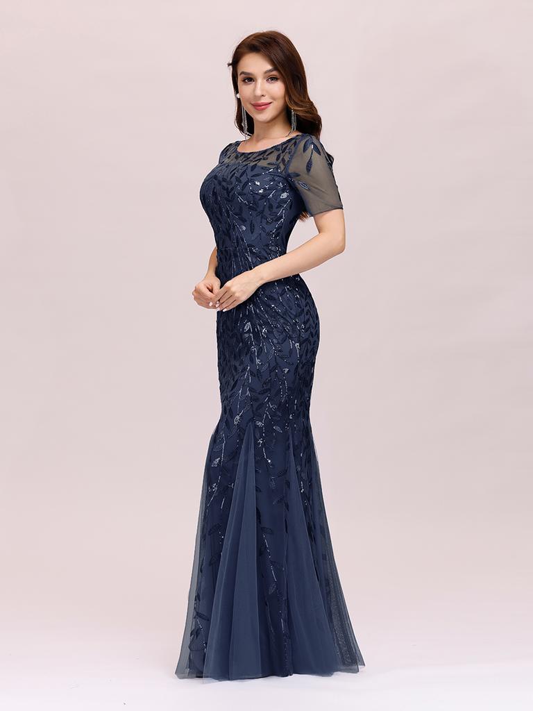 Вечернее платье из тюля Ever-Pretty Illusion с вышивкой «рыбий хвост»