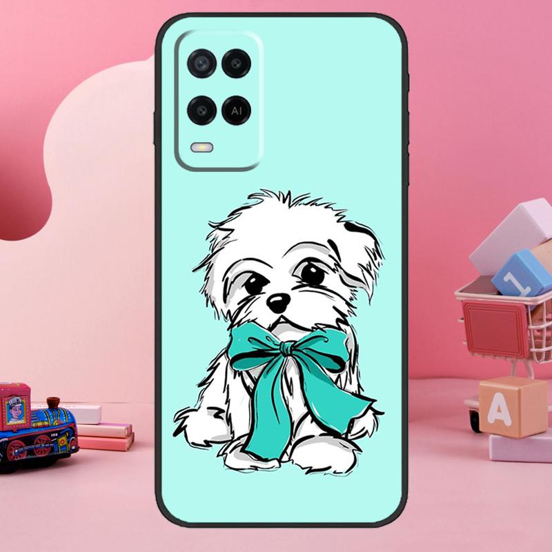 Cartoon Maltese Dog Case For Oppo A5 Pro A15 A17 A57 A77 A18 A38 A58 A78 A98 A94 A74 A54 A16 A76 A96 A40 A60 A80