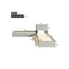 Lit d'angle - MUVOE - 90x200 - 2/3 places - Lit gigogne &amp; tiroirs - Tissu lin gris