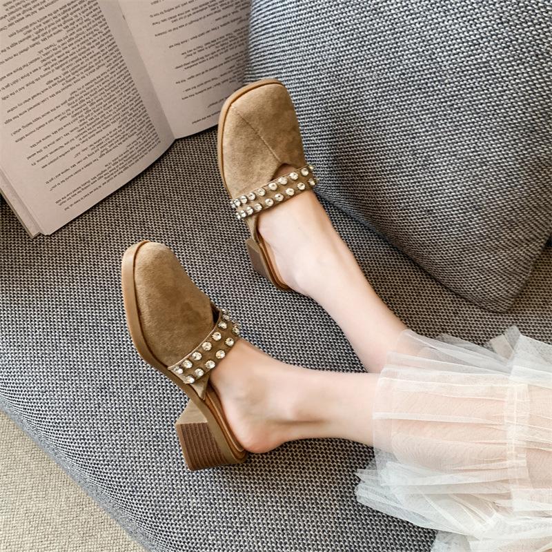 Fashion Versatile Slippers 2025 Spring and Summer New Fashion Casual Bag Head Half Slippers Light Mouth Temperament Cool Slippers