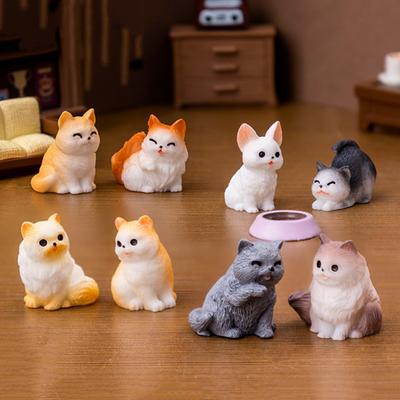 12 шт. Миниатюрная фигурка кота Мини-статуэтка котенка-симулятора Смола Животное Украшение Микроландшафт Кукольный домик Украшение приборной панели автомобиля